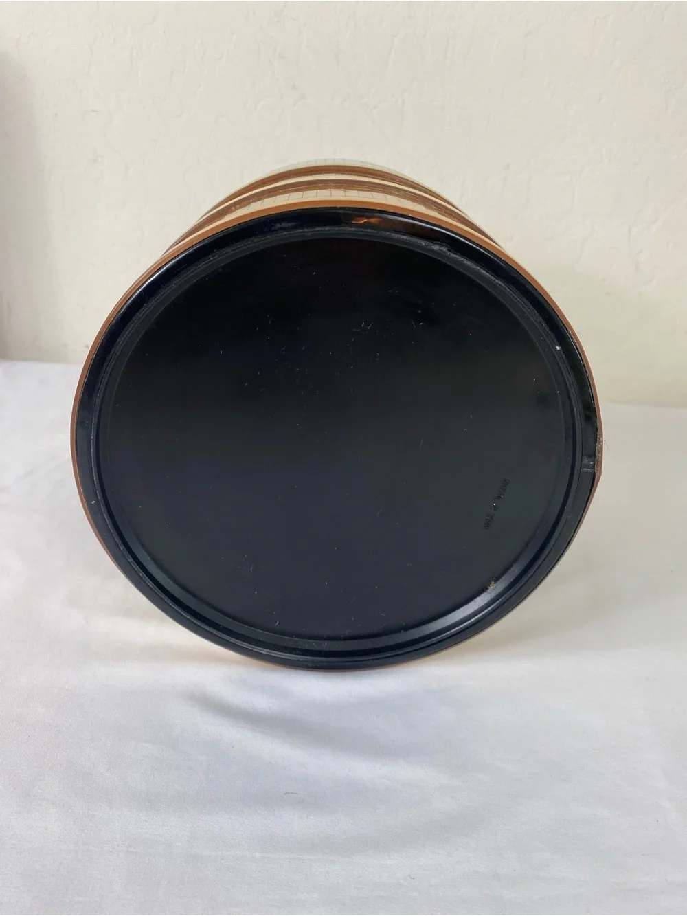 Vintage 1970s Disco ball Gold & Black Vintage Ice Bucket with Handle and tongs